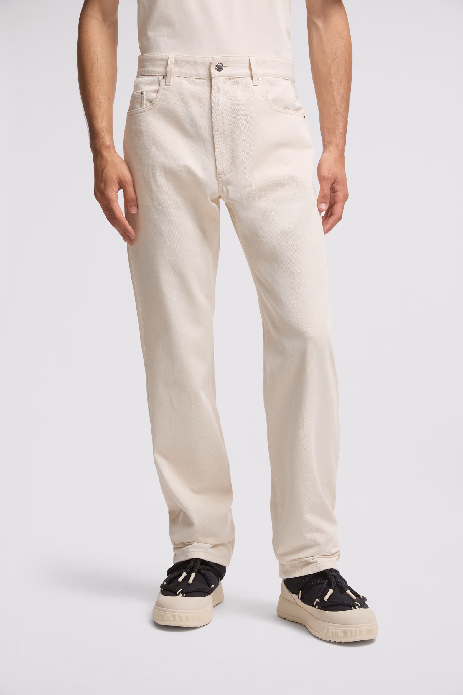 Straight Leg Jeans Men White Ivory Moncler 3